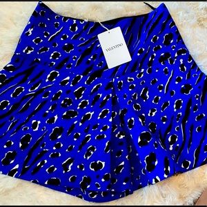 Valentino short blue leopard print skirt/skort